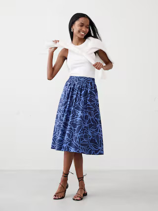 Poplin Midi Skirt | Banana Republic Factory