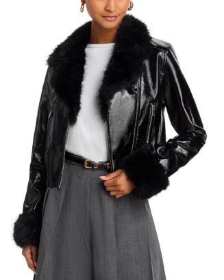 Camryn Crinkled Faux Leather Moto Jacket | Bloomingdale's (US)