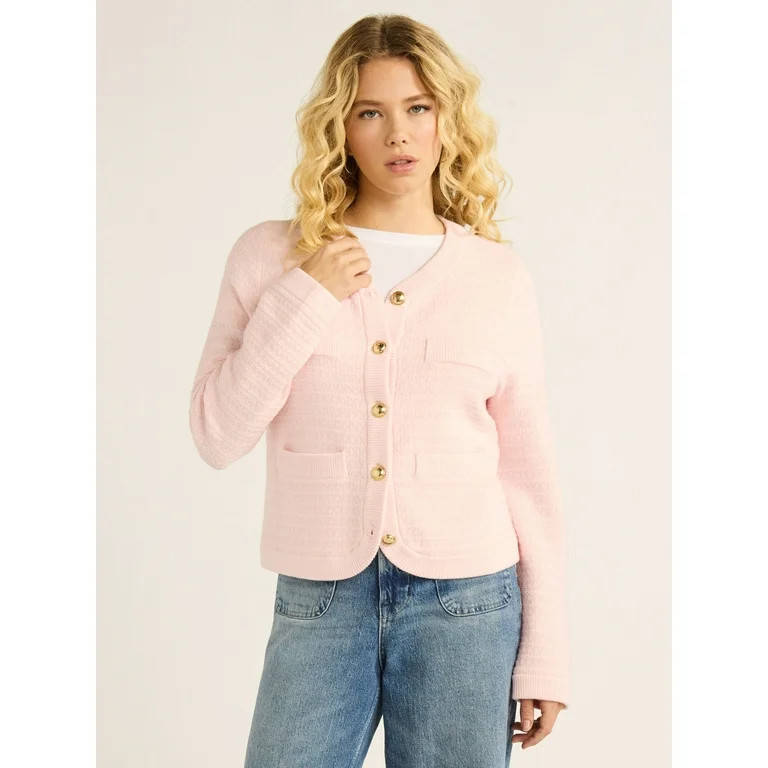 Free Assembly Women’s Welt Pocket Cardigan Sweater, Lightweight, Sizes XS-XXL | Walmart (US)
