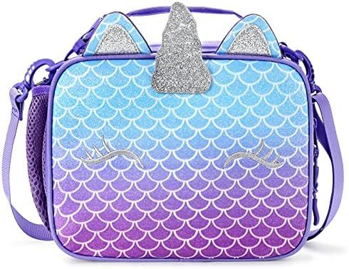 mibasies Kids Insulated Lunch Box for Girls Rainbow Unicorn Bag (Mermaid) | Amazon (US)