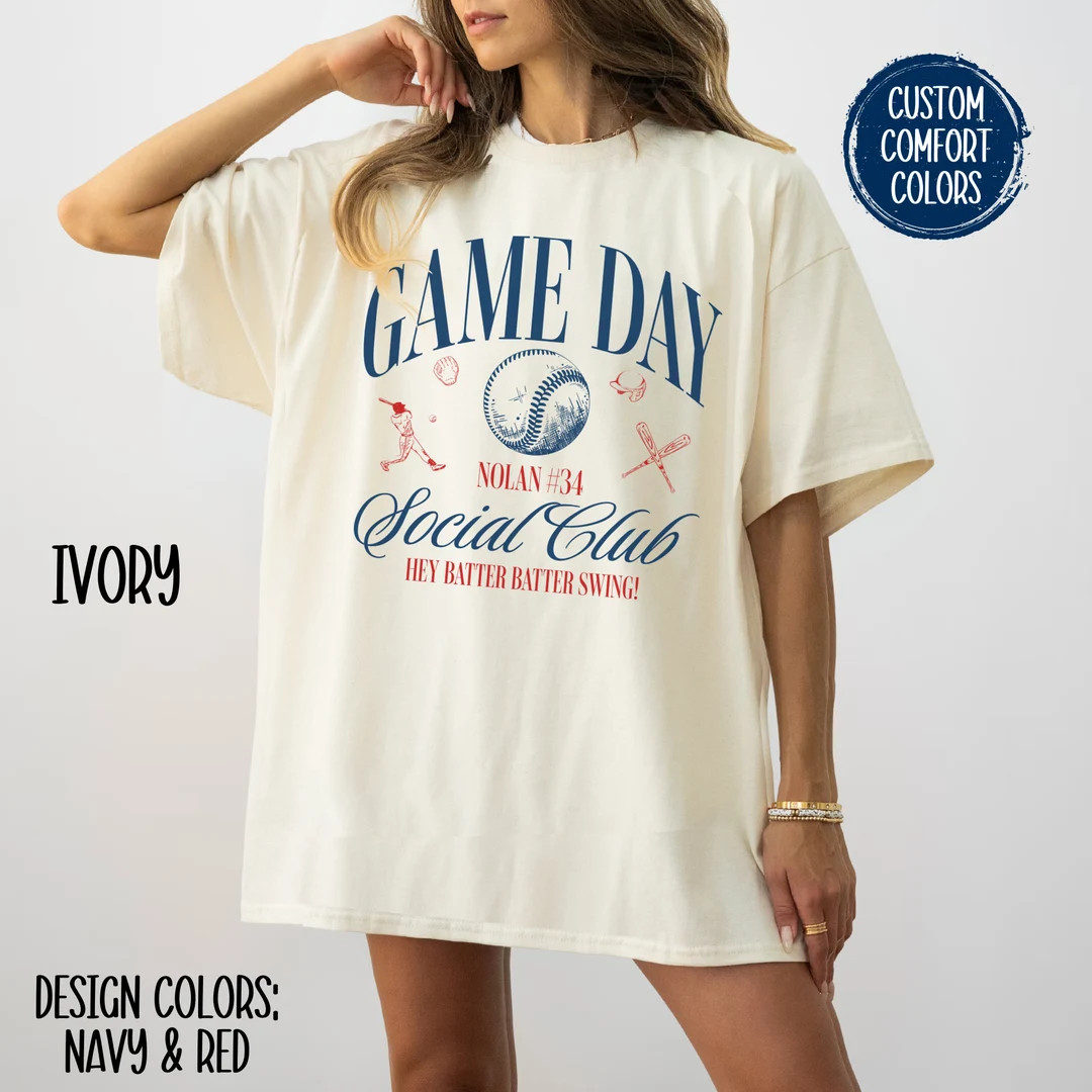 Custom Game Day Social Club Baseball Shirt Personalized Baseball Mama Shirt Sports Mom Gift Home ... | Etsy (US)