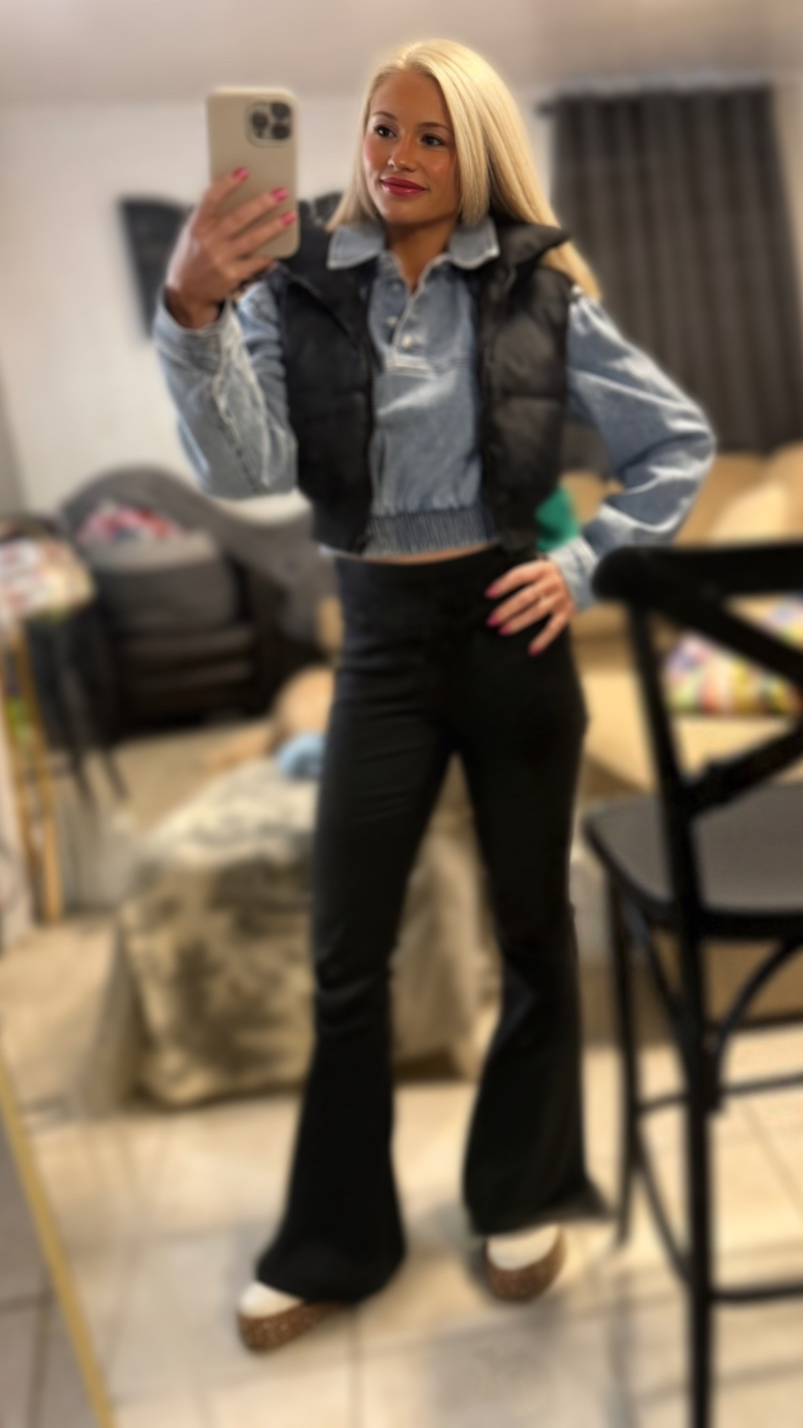 Easy layers, comfy flares, and my go-to winter look 🤍 #amazonfashion #puma #denim #flares #winterfashion 

#LTKSaleAlert #LTKPetite #LTKootd