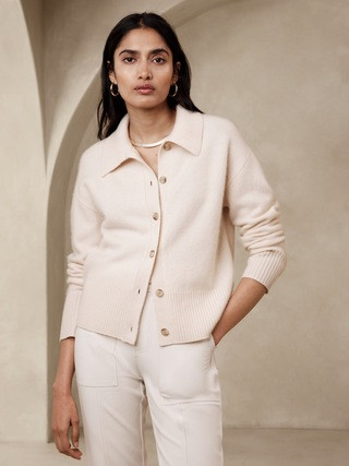 Astrid Boiled Cashmere Polo Cardigan | Banana Republic (US)