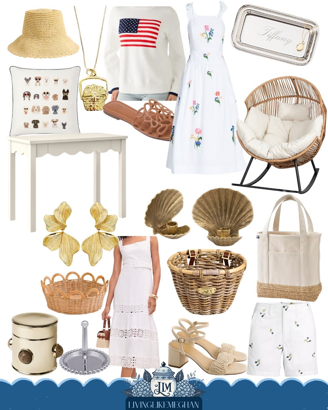 Classic Americana & Wicker Textures 🇺🇸🐚

Nothing says summer quite like classic Americana mixed with crisp white staples. An iconic flag sweater is a must-have for cool coastal evenings, especially when paired with elegant embroidered summer dresses. I am always drawn to rich textures, and the mix of woven rattan accessories, gold shell accents, and a classic scalloped table creates the perfect timeless aesthetic.

#LTKHome #LTKSeasonal #LTKootd