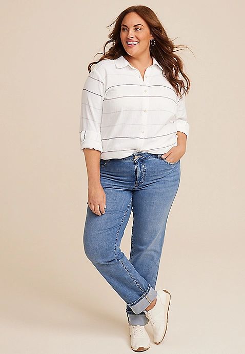 Plus Size m jeans by maurices™ Everflex™ Straight Mid Rise Cuffed Hem Jean | Maurices