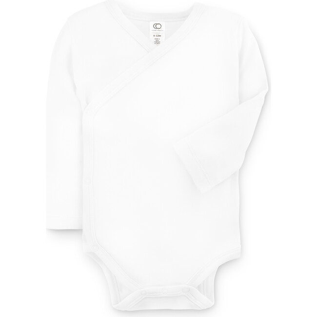 Colored Organics | Classic Long Sleeve Kimono Bodysuit, | Organic Cotton (White, Size 12-18M) | Mais | Maisonette