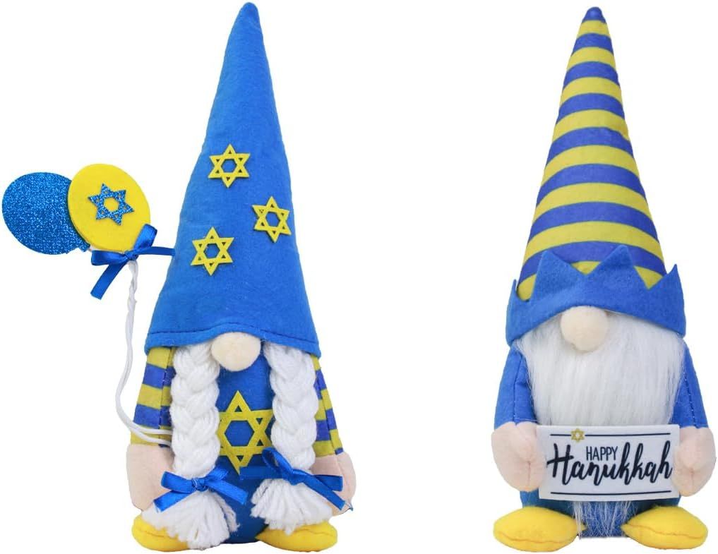 Hanukkah Decorations Gnome Decor for Home: 2 Pcs Chanukah Jewish Ornaments - Hannukah Gifts for H... | Amazon (US)