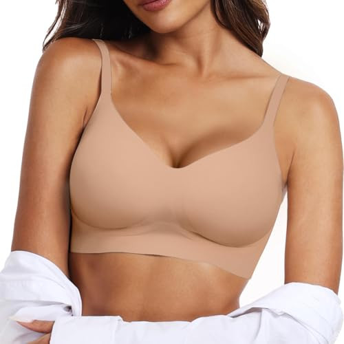 OEAK Womens Wireless Bras Comfortable Push Up Bra No Underwire Bra Full Support Lift Bralette Everyday Seamless Tshirt Bras Praline 3XL | Amazon (US)