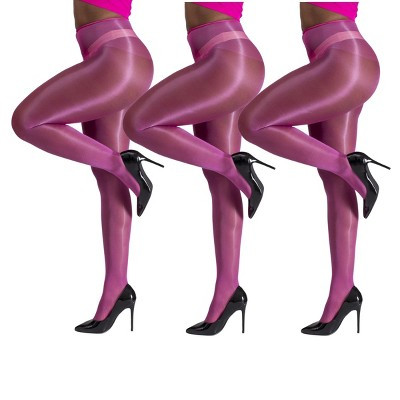 LECHERY 5 Pairs of Glossy Semi-Opaque Tights - Pink, S/M | Target
