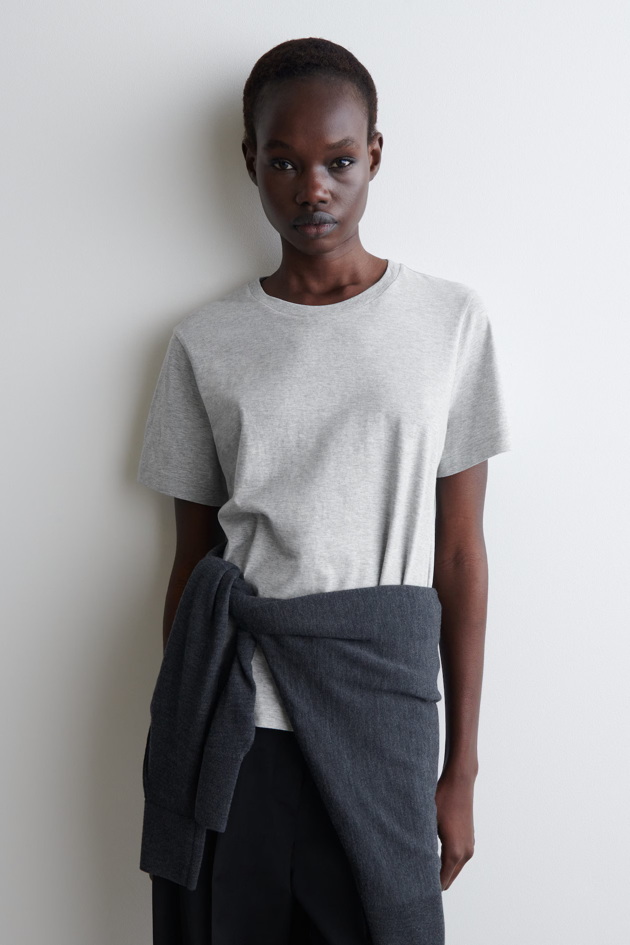 CREW-NECK COTTON T-SHIRT - GREY MÉLANGE | COS UK
