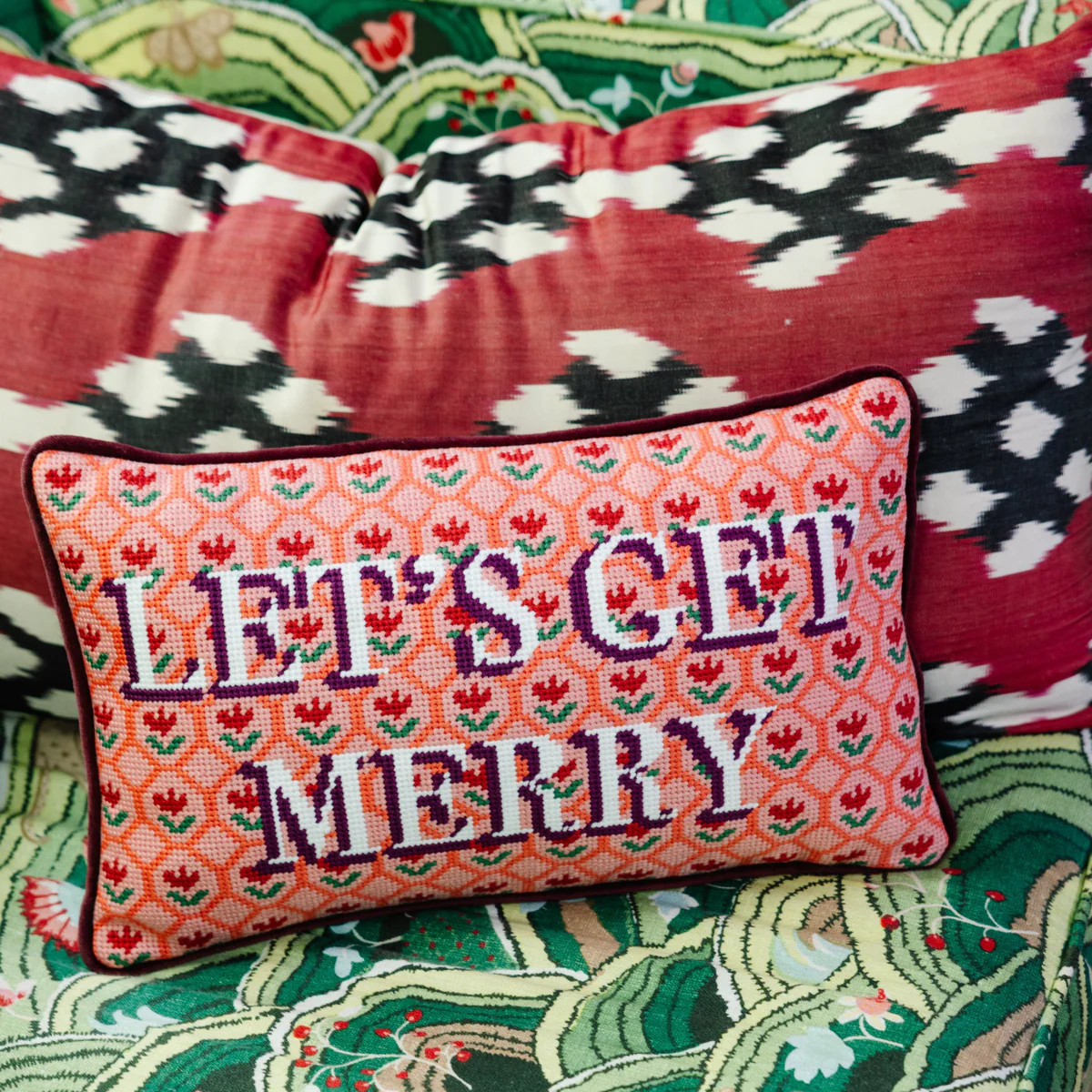 Furbish Studio - Let's Get Merry Needlepoint Pillow | Furbish Studio