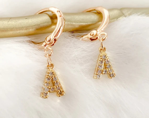 18k Gold Filled Tiny Letter Earrings Letter Earrings Gold | Etsy | Etsy (US)
