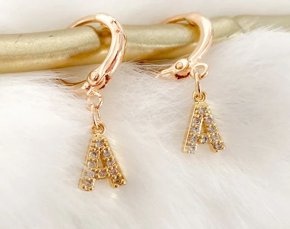 18k Gold Filled Tiny Letter Earrings Letter Earrings Gold | Etsy | Etsy (US)