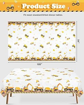 3PCS Truck Plastic Birthday Party Tablecloths,Construction Themed Table Cover for Kids Boy Partie... | Amazon (US)