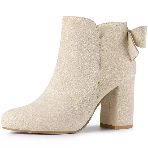 Allegra K Women's Round Toe Side Zipper Chunky Heel Ankle Boots | Target
