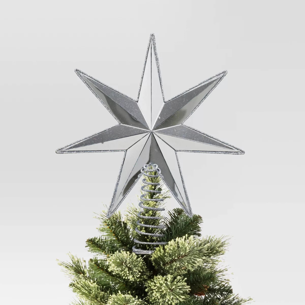 11.5" Mirrored 7-Point Star Christmas Tree Topper Silver - Wondershop™ | Target