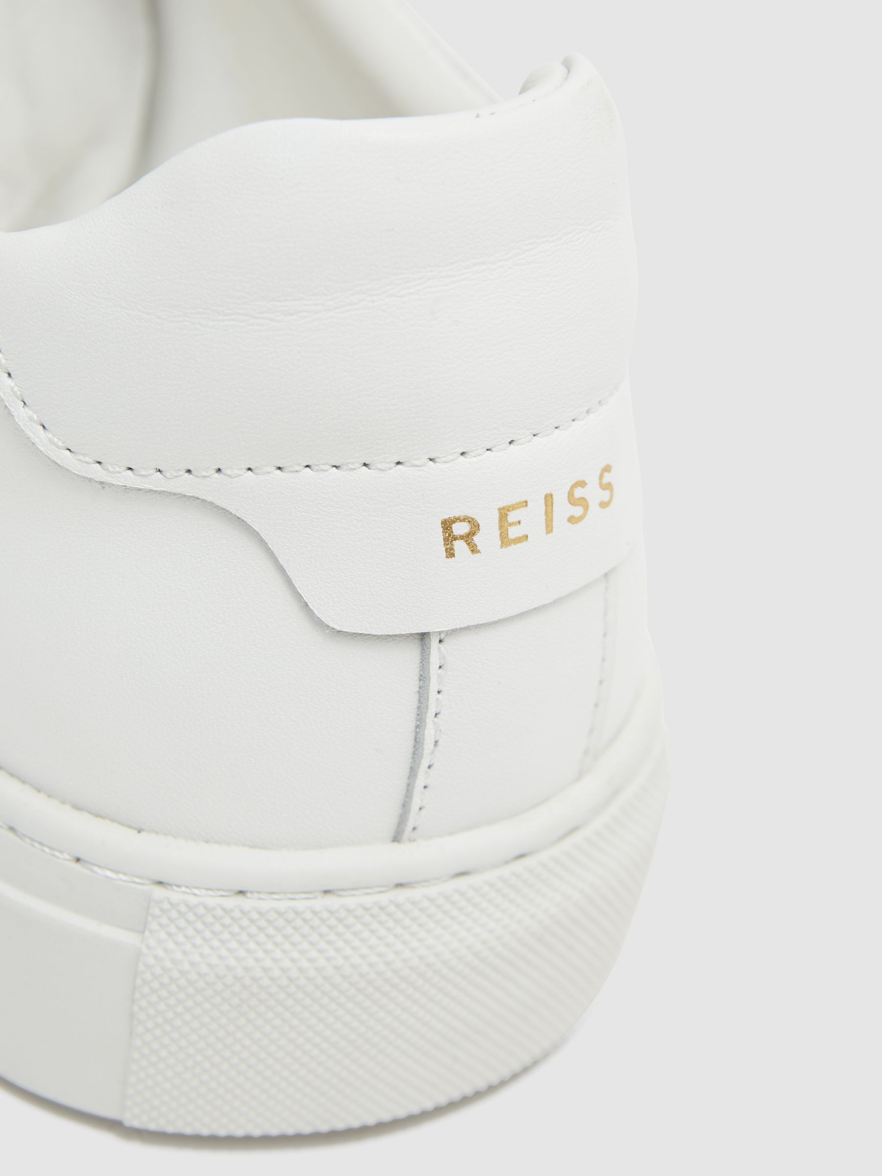 Leather Low-Top Trainers in White | Reiss US