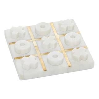 Litton Lane White Marble Contemporary Game Set-22412 - The Home Depot | The Home Depot