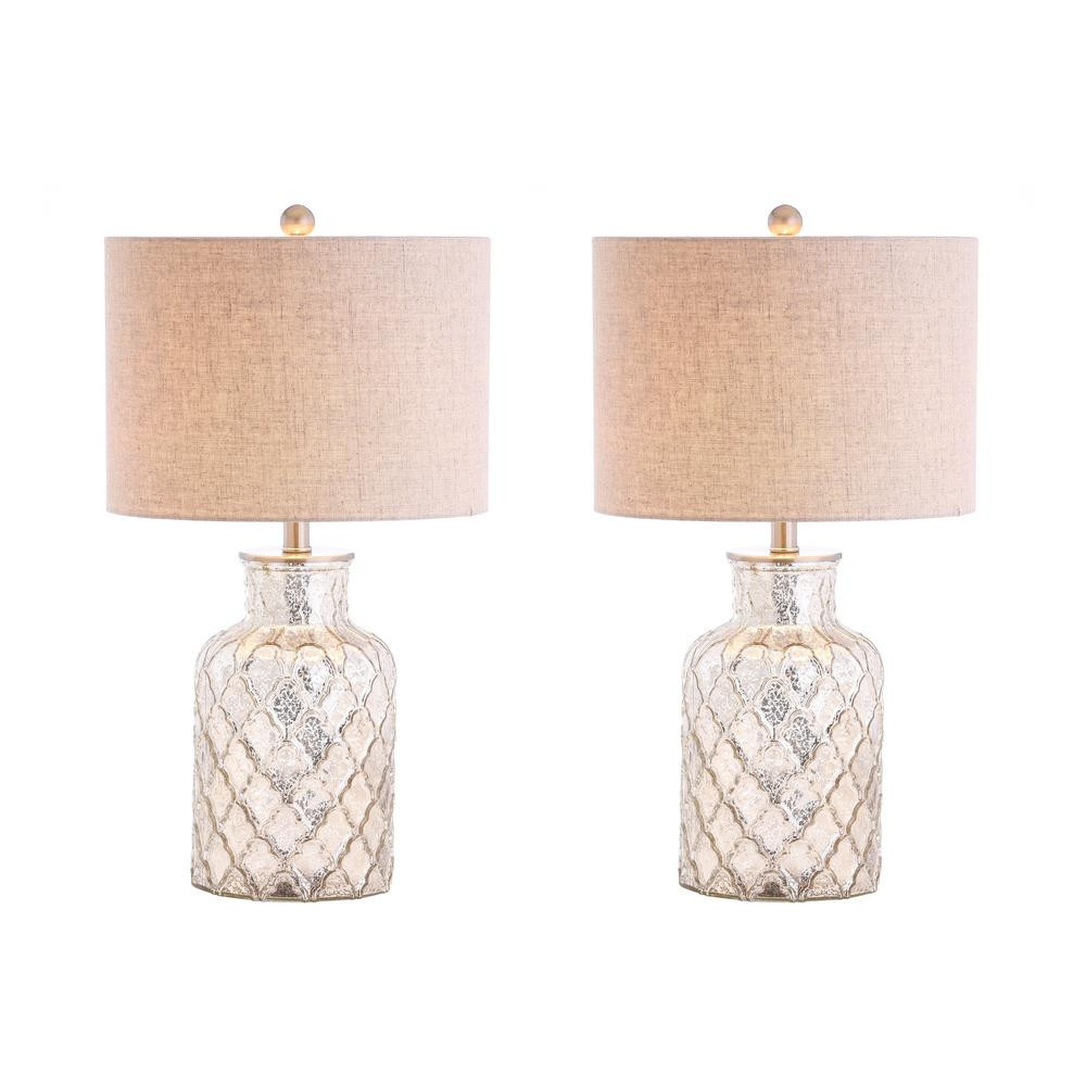 JONATHAN Y Alvord 24.5 in. Silver LED Glass Table Lamp (Set of 2)-JYL1075A-SET2 - The Home Depot | The Home Depot