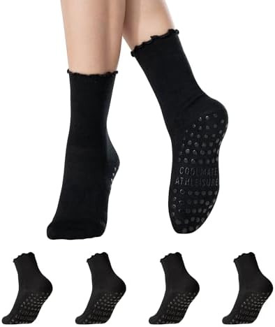 CoolMate 2/3/4 Pairs Pilates Socks with Grips for Women, Cute Yoga Socks, Crew Non Slip Women for... | Amazon (US)