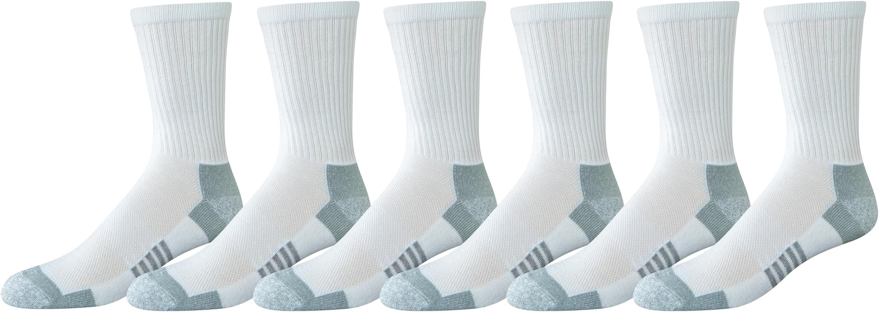 Amazon Essentials Men's Performance Cotton Cushioned Athletic Crew Socks, 6 Pairs | Amazon (US)