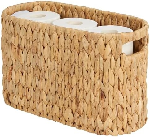 ELONG HOME Toilet Paper Storage Basket, Water Hyacinth Wicker Storage Holder for 6 Rolls Toilet P... | Amazon (US)