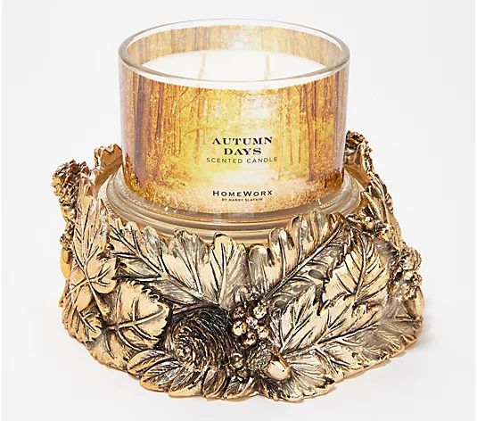 HomeWorx by Harry Slatkin Fall Foliage Pedestal w/ 18oz Candle | QVC