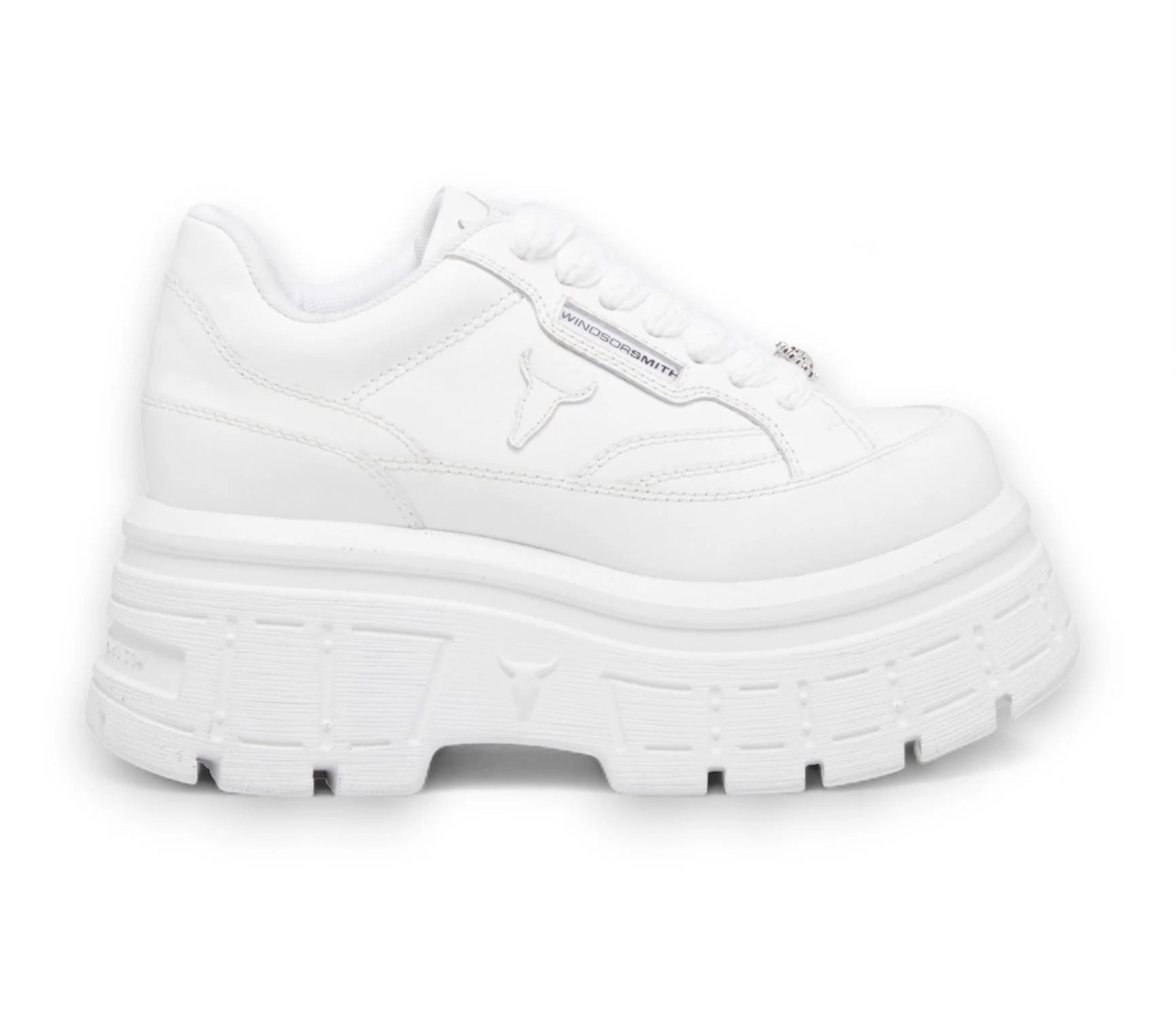 Windsor Smith Womens White Chunky Leather Platform Trainers Sneakers - Swerve | Walmart (US)