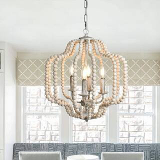 EDISLIVE Richmond 4-Light Boho Beaded Chandelier Candle Style Geometric Pendant Lighting 81010000... | The Home Depot