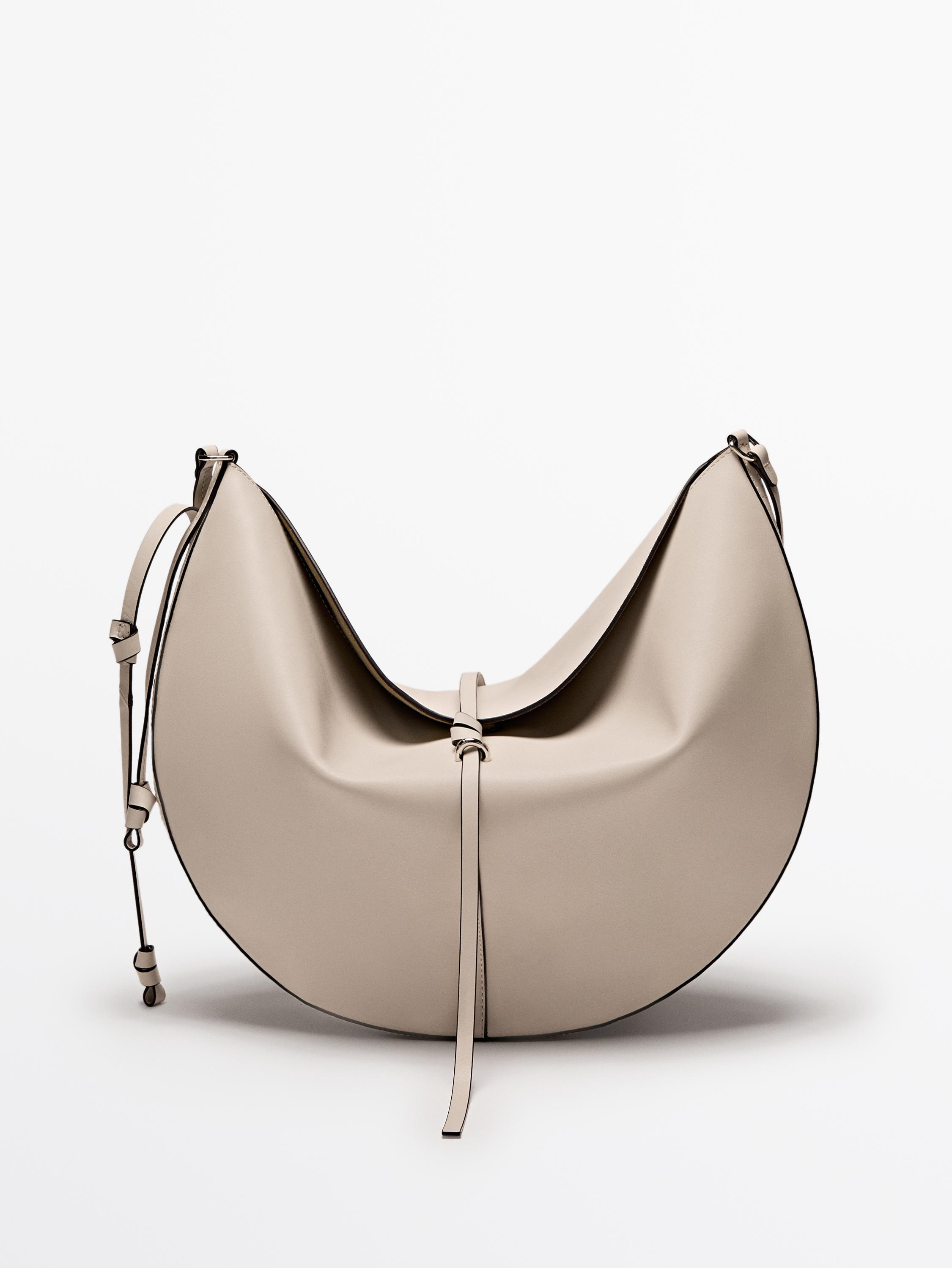 Nappa leather half moon bag | Massimo Dutti US