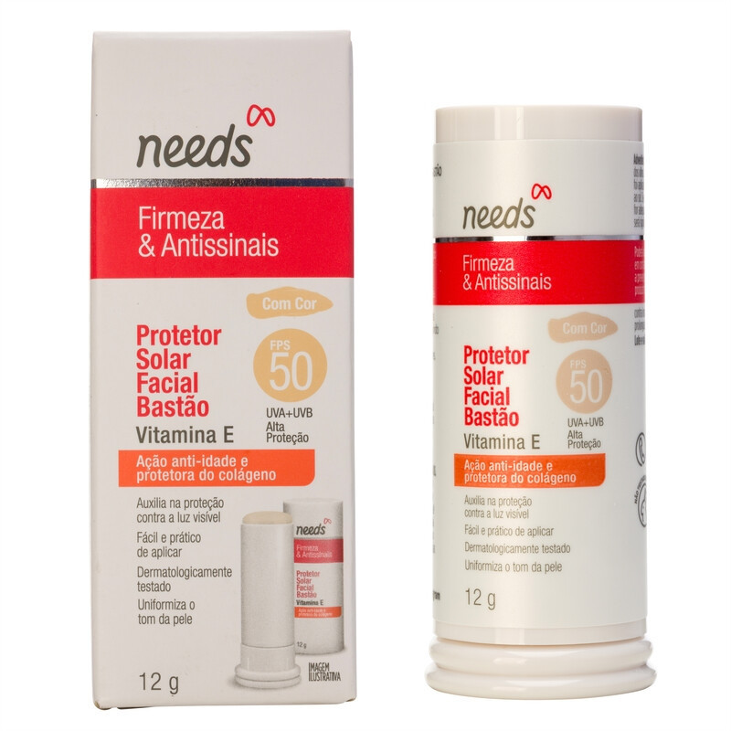 Protetor Solar Facial Bastão Firmeza Antissinais Fps 50 Needs Com Cor 12G | DrogaRaia (BR)