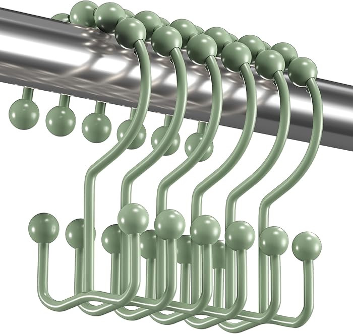 Titanker Shower Curtain Hooks Rings, Rust-Resistant Metal Double Glide Shower Hooks for Bathroom ... | Amazon (US)