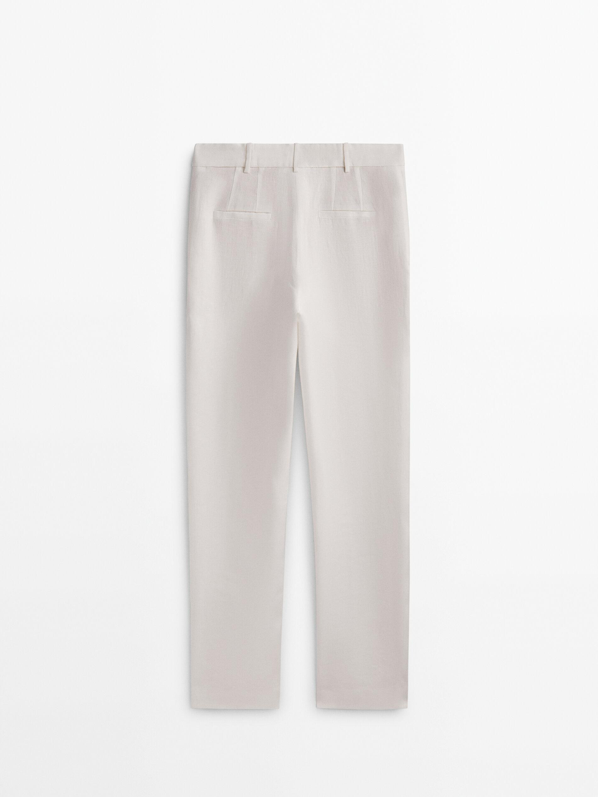 100% linen double darted suit trousers | Massimo Dutti US