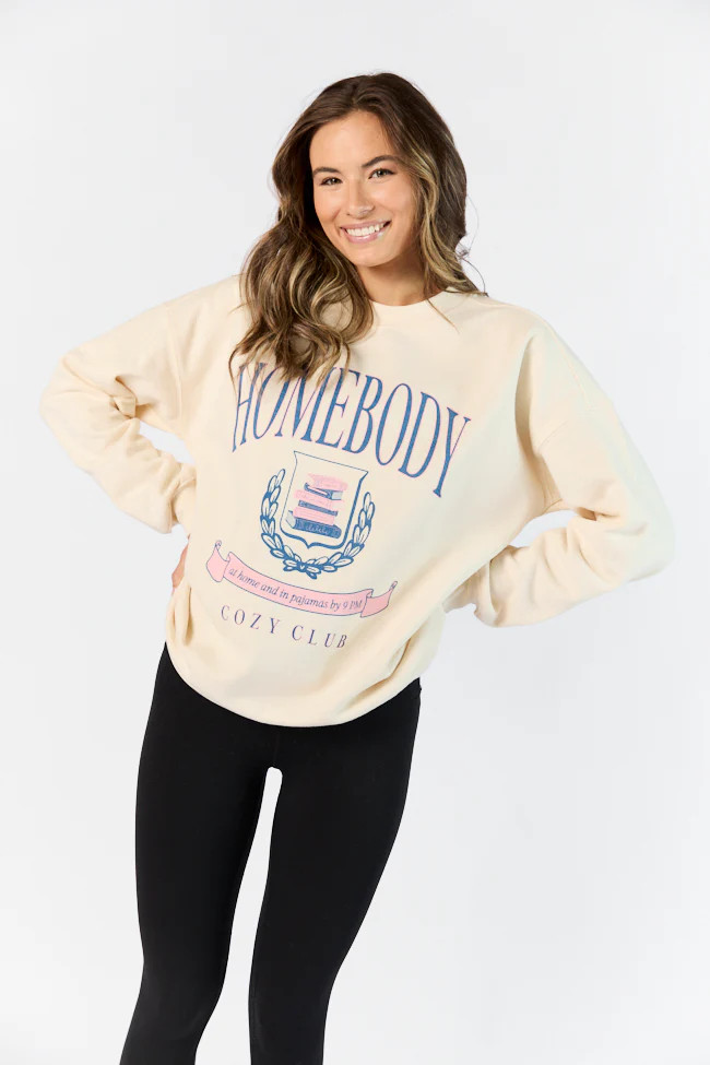 Homebody Club Sweet Cream Graphic Sweatshirt | Pink Lily