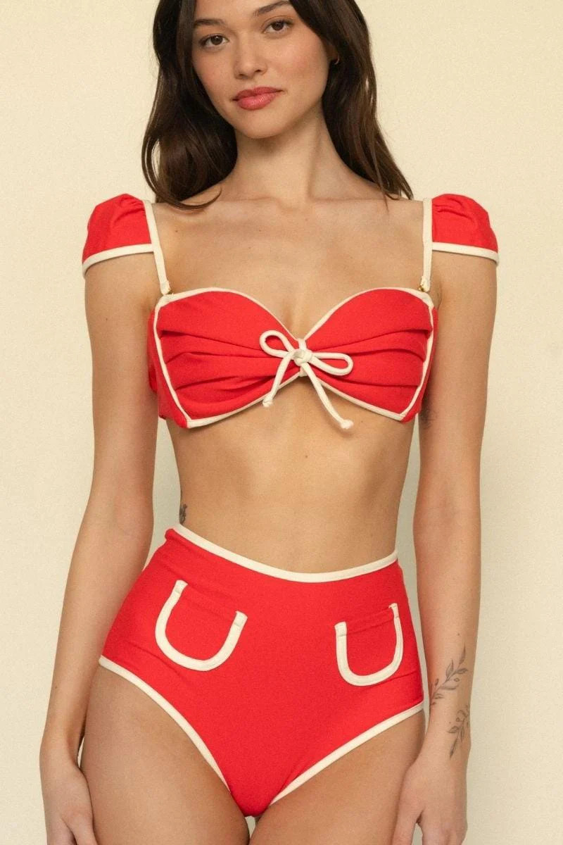 Cherry Cream Binded Polly Bikini Bottom | Montce
