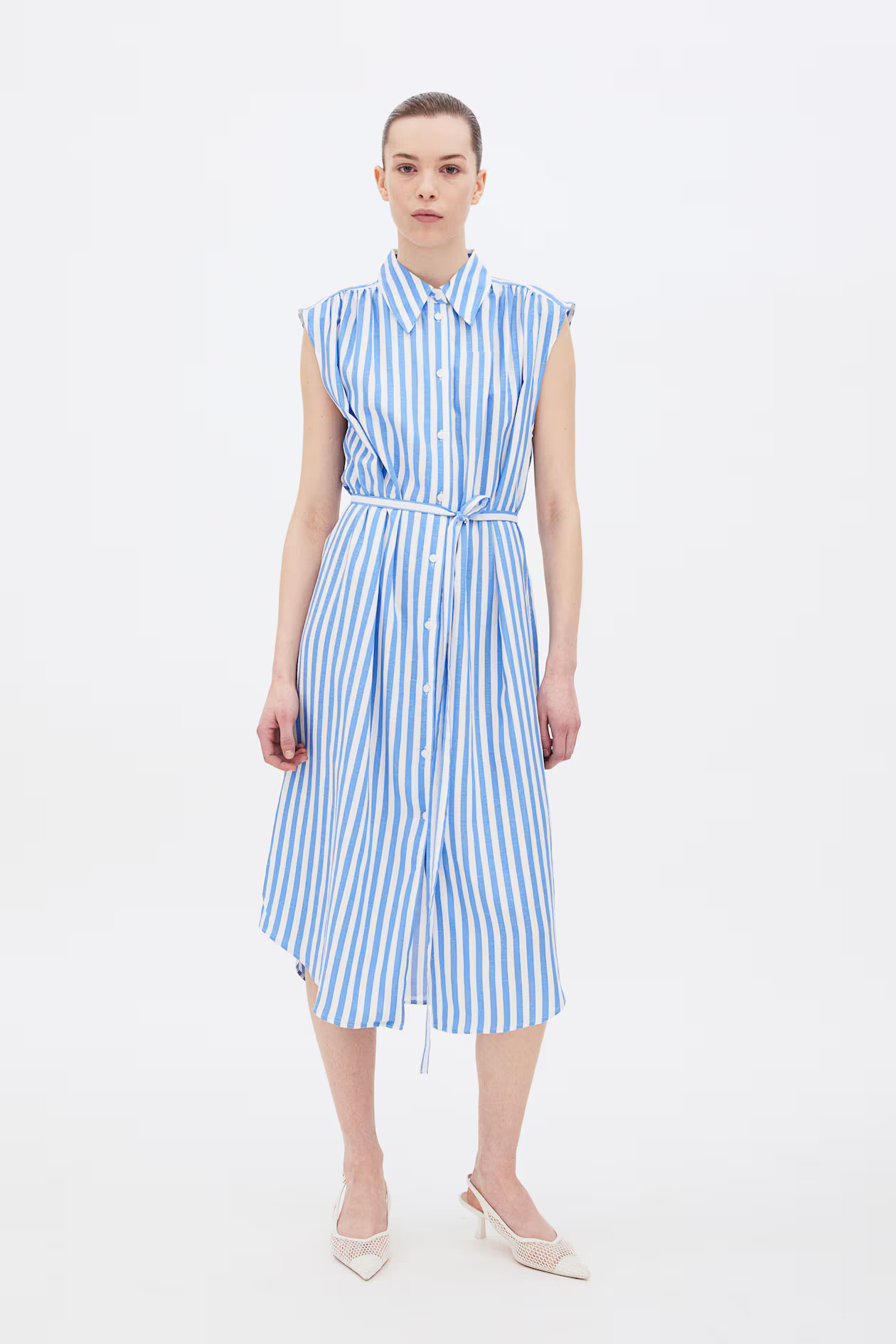 Blusenkleid aus Leinenmix - Blau/Gestreift - Ladies | H&M AT | H&M (DE, AT, CH, NL, FI)