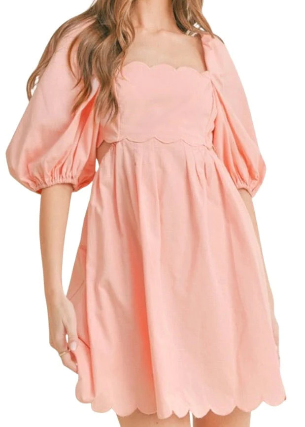 Pink scalloped open back mini dress | Mulberry & King