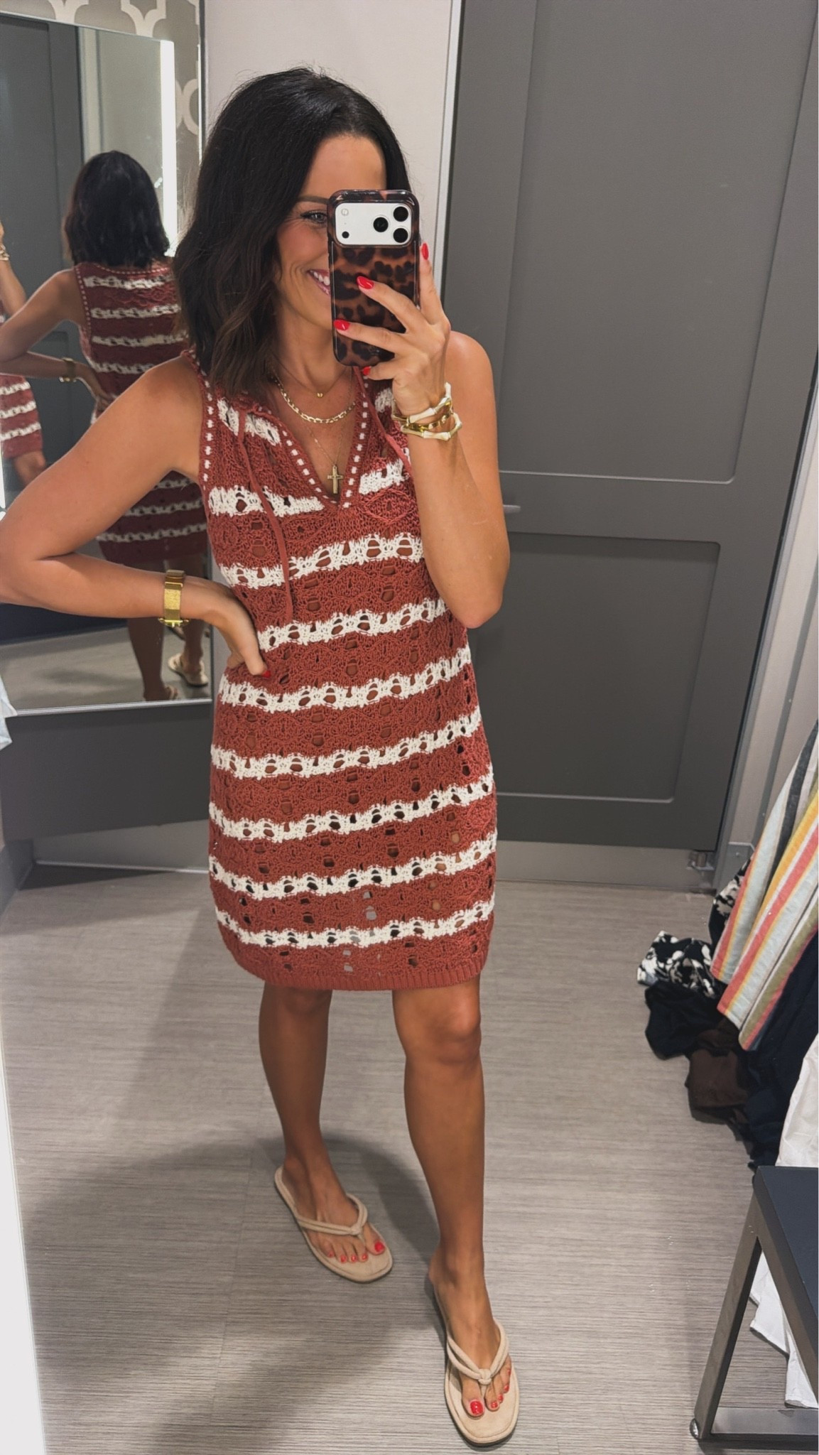 This dress had me the second I tried it on. The crochet detail is so good. 🤎
    Shop here.
    Size XS • 5’3” for reference
