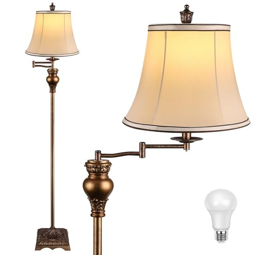 PARTPHONER Vintage Floor Lamps for Living Room,Traditional 350\u00b0 Adjustable Swing Arm Farmhou... | Amazon (US)