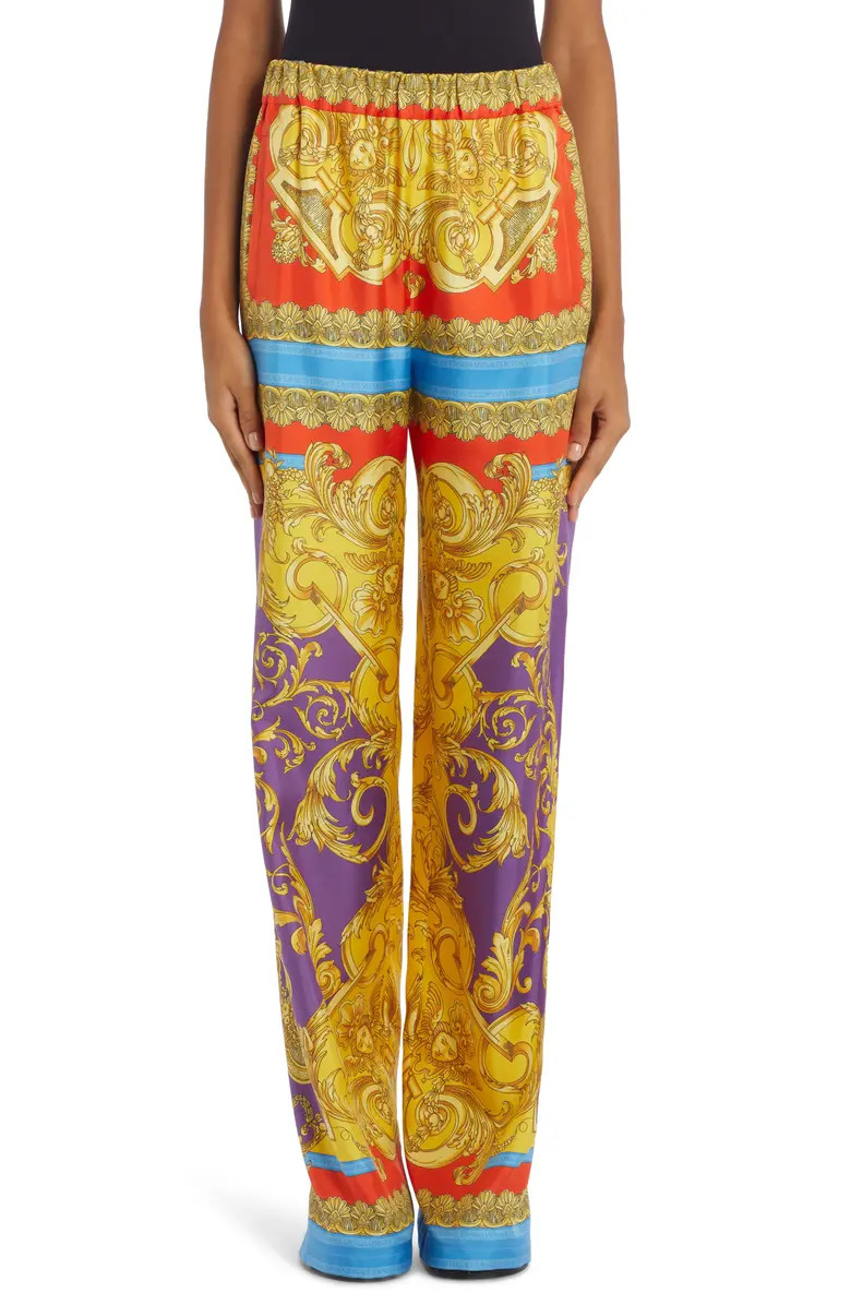 Versace Barocco Goddess Silk Twill Pants | Nordstrom | Nordstrom
