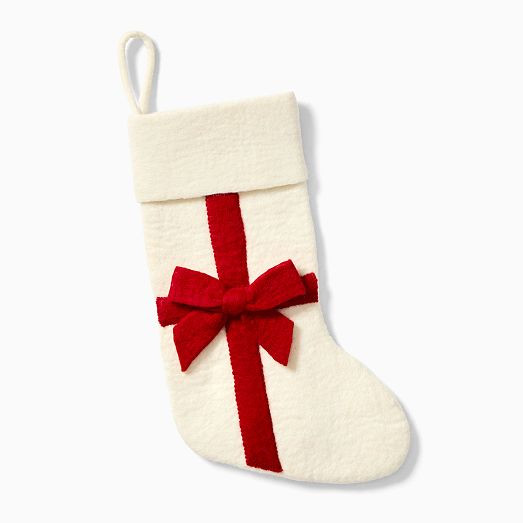 Felt Red Bow Stocking | West Elm (US)