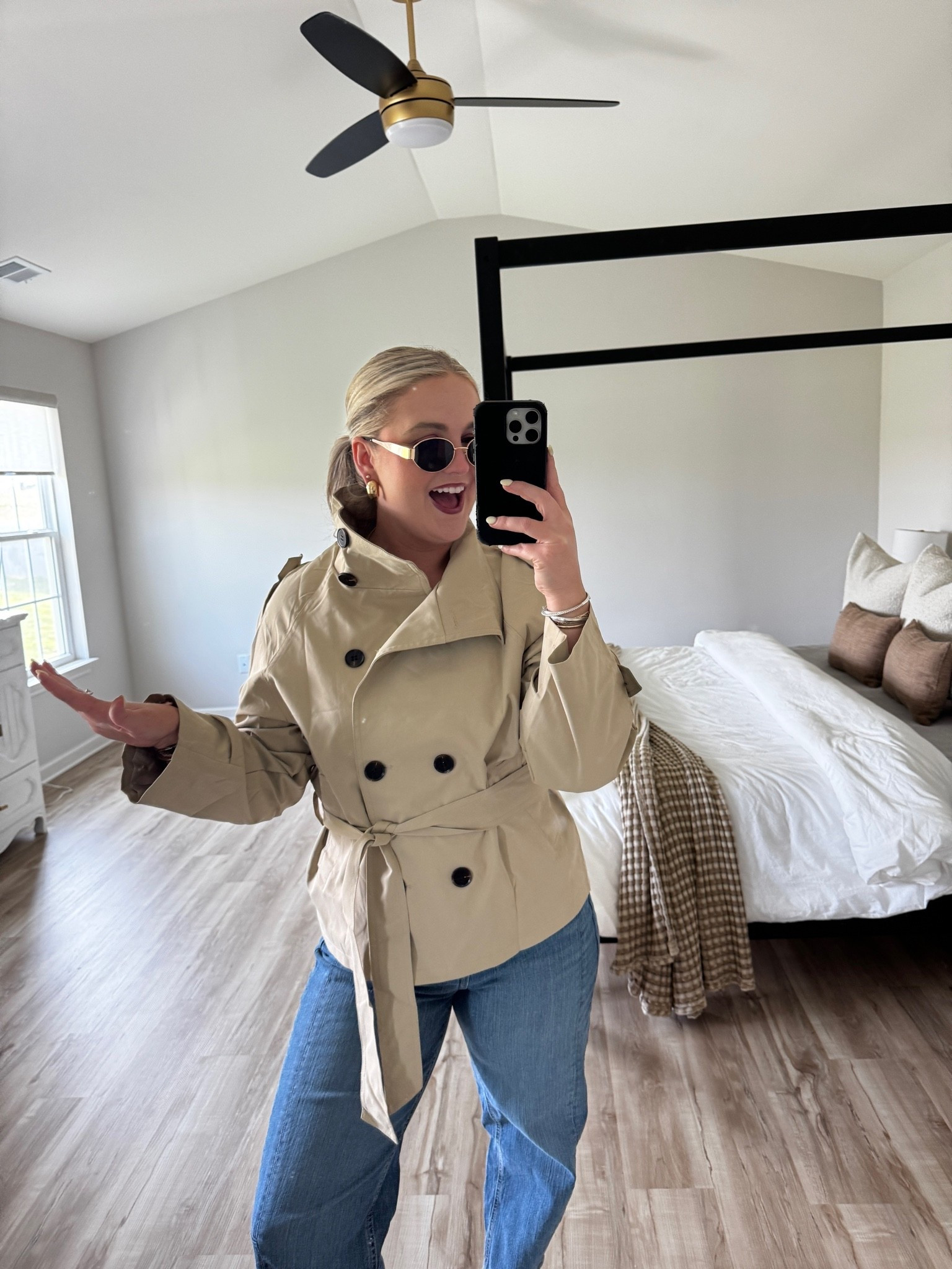obsessed with this trench coat - wearing a medium
