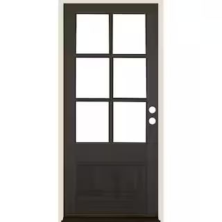 36 in. x 80 in. Farmhouse 3/4 Lite Black Stain Left-Hand/Inswing Douglas Fir Prehung Front Door | The Home Depot