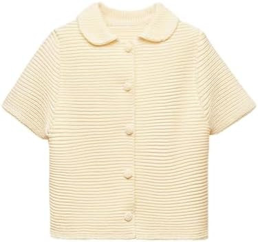 Tanming Womens Cardigan Sweaters Soft Chunky Knit Top Short Sleeve Button Loose Outerwear Sweater | Amazon (US)