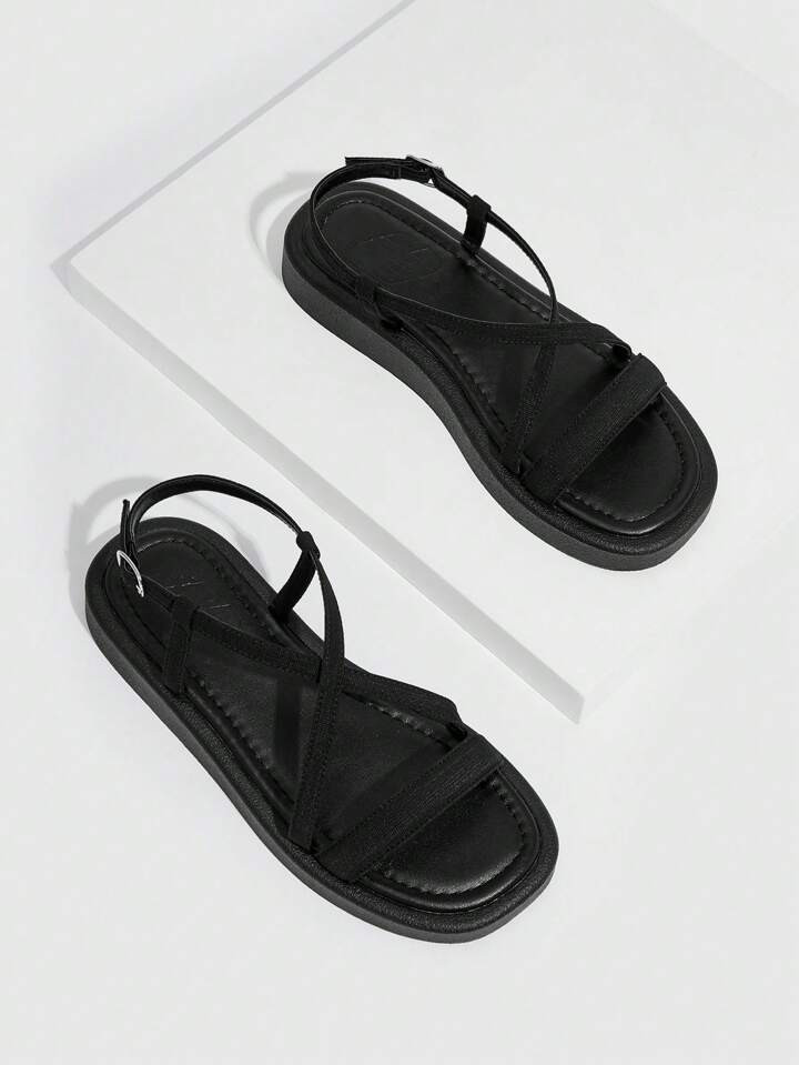 CUCCOO Basic Fashionable Women's Flat Sandals With Crossed Straps | SHEIN