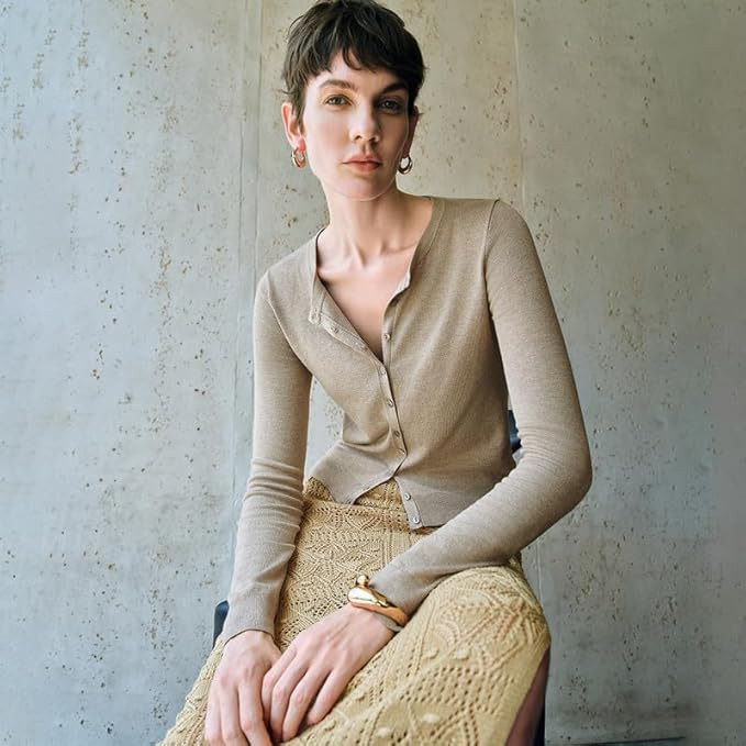 Womens Solid Knitted Cardigans Long Sleeve Shirts Casual Lightweight Crew Neck Sweater Outwear Fa... | Amazon (US)