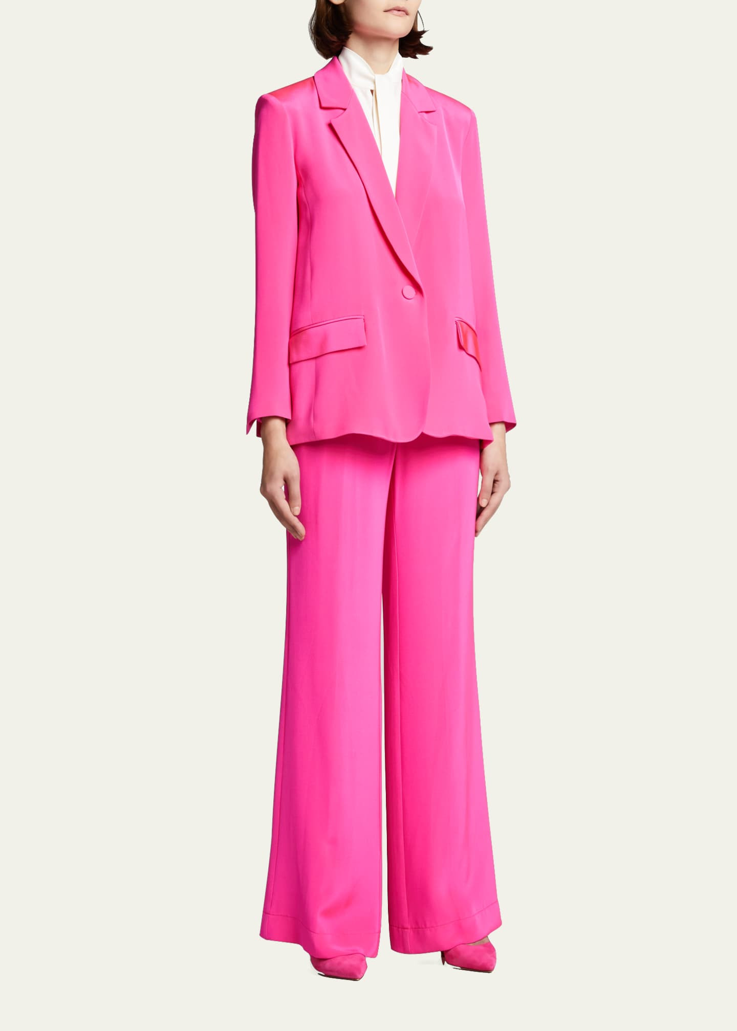 High-Rise Wide-Leg Silk Trousers | Bergdorf Goodman