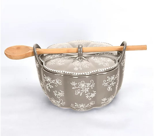 Temp-tations Floral Lace 3-qt Figural Covered Baker with Spoon - QVC.com | QVC