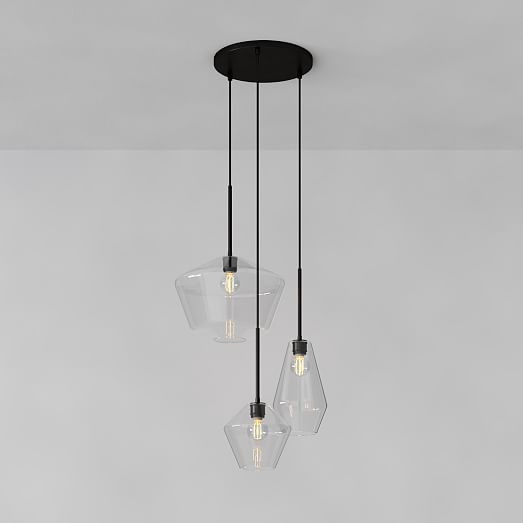 Sculptural Glass 3-Light Geo Chandelier (19") | West Elm (US)