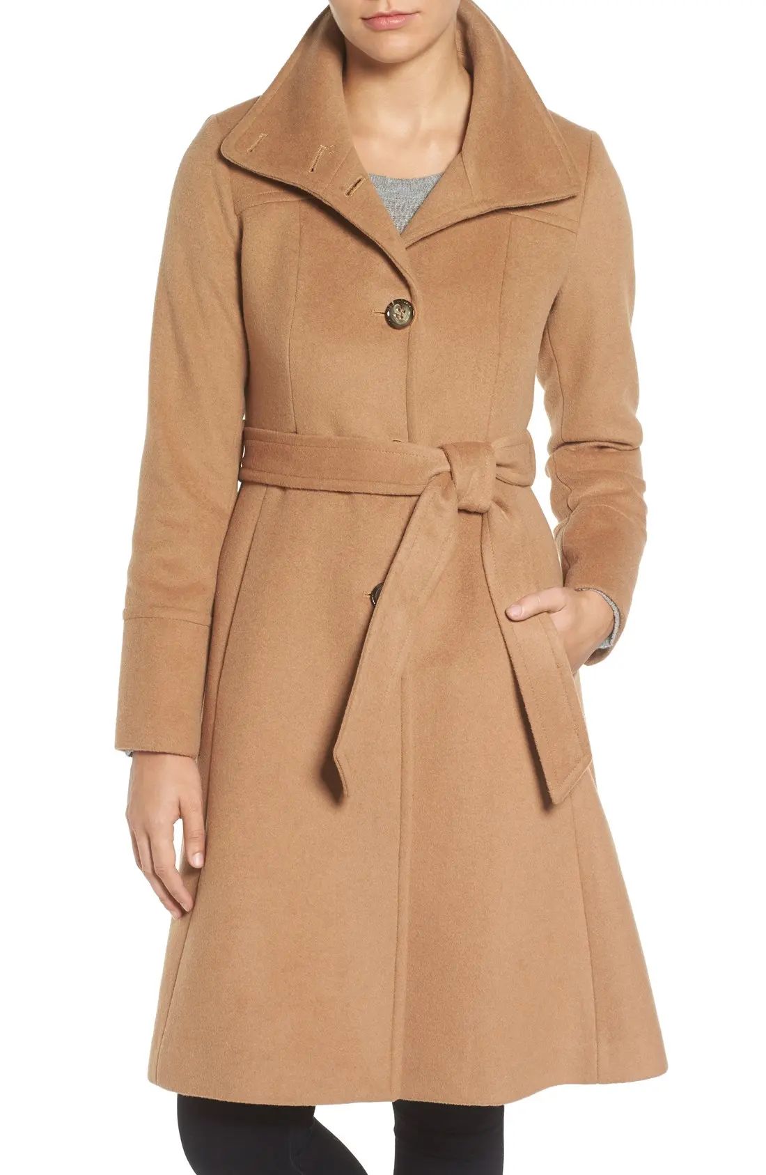 Luxe Wool Blend Belted Long A-Line Coat | Nordstrom